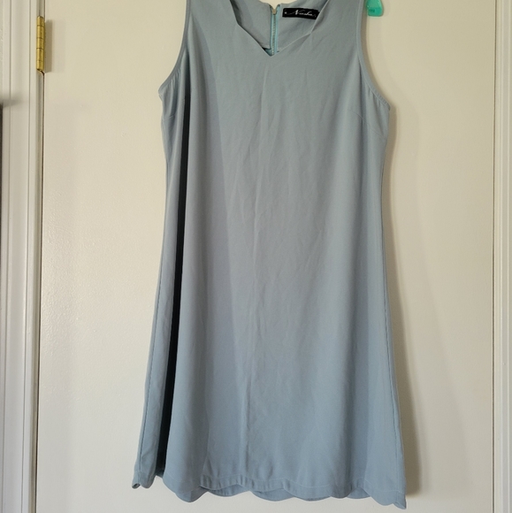 NEESHA Blue Scalloped Dress, Large - Picture 1 of 5